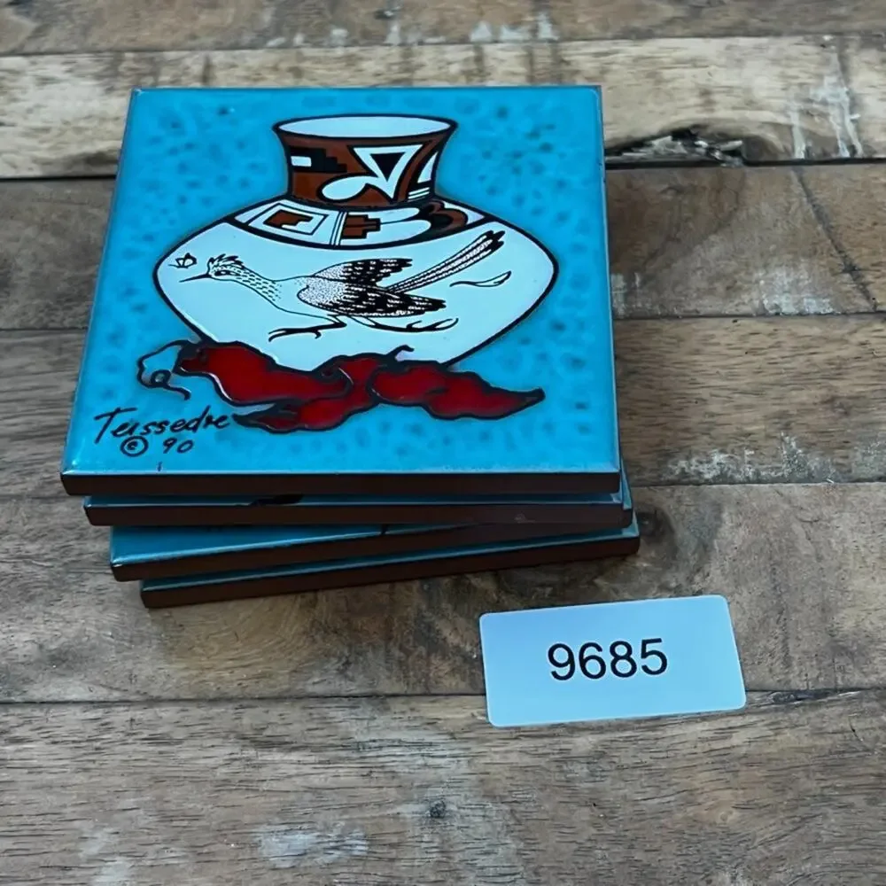 Cleo Teissedre Ceramic Tiles Set of 4 4